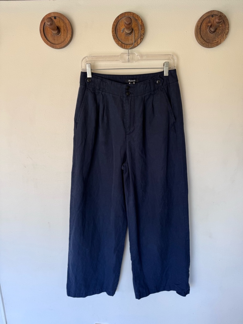 Madewell pleated Navy blue High-Rise Wide Leg Pants size 4 petite